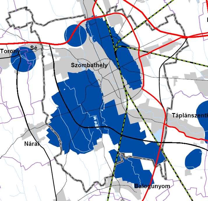 Szombathely Megyei Jogú Város területén a történeti települési térség területét a műemléki jelentőségű terület Szily János utca - Berzsenyi tér, Mindszenty József tér tartozik ide és Savaria város