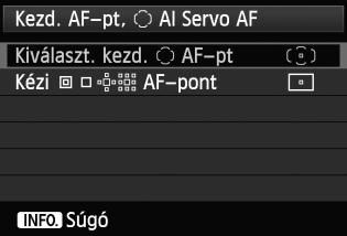 3 AF-funkciók testreszabása Kezdeti AF-pont, AI Servo AF Beállíthatja az AI Servo AF AF-indítási pontját, ha az AF-területválasztási mód Autom. vál.: 61 AF-pontra van beállítva. : Kiválaszt. kezd.