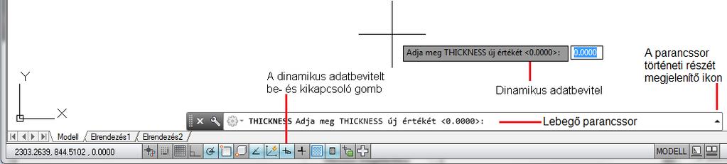 OBJEKTUMOK LÉTREHOZÁSA 29 sabbá válik a munka, hiszen a mutató mellett gyors segítséget kapunk, parancsparamétereket és opciókat vihetünk be.