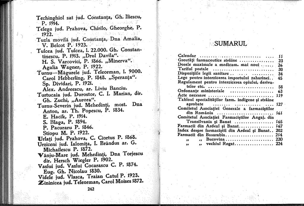 Techlnghlol sat jud. Constanta, Gh. Illescu, p. 94.. T elega jud. Prahova, Chlrllo, Gheorghe, P. 922. T uzla movllií jud. Coristan\a, Dna Amalla, V. Belcot P. i 923. T ulcea jud. T ulcea,. 22.000. Gh. Constantlriescu, P.