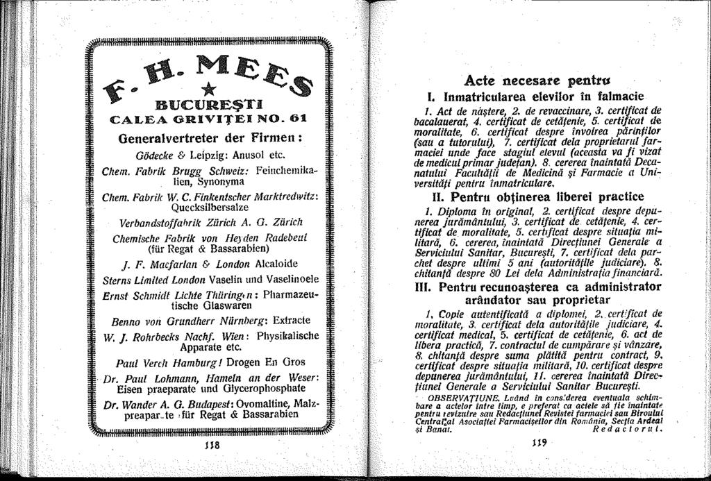 l!lllil!!llllhih!lffll!llll!lllllllllllllllllllllllllllllllllfllllhllllllllllllllllllllllllll ~- ~-:;~~~ BUCURE$TI CALEA ORIVITEI NO. 6 Generalvertreter der Firmen : Gödecke & Leipzig: Anusol etc.