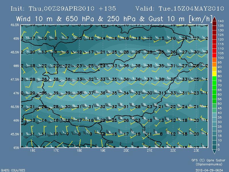 8. ábra. Széllökés, áramlások, 2010. május 4. 15 UTC.