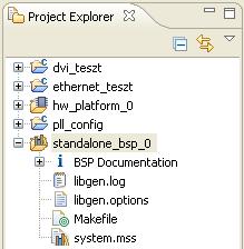 SDK projekt létrehozása Xilinx Board Support Package létrehozása (ha még nincs a projektben): Xilinx Board Support