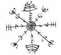 114. ueiqictafr Veiðistafur Halászjel Fesd ezt a jelet egy holló tollával, ökörszem vérével egy magzatburokra.