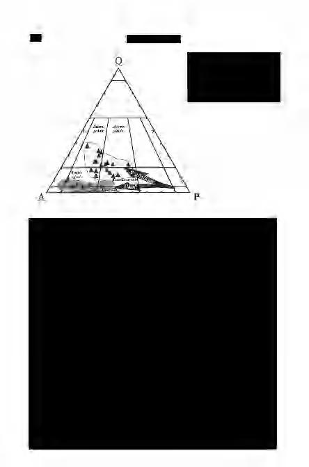 130 Földtani Közlöny 135/1 3. ábra A vizsgált kőzetek modális összetétele és magmafejlődési irányai (LE MAÎTRE 1989) Fig.