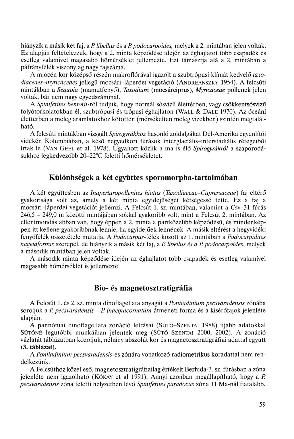 hiányzik a másik két faj, a P. libellus ésappodocarpoides, melyek a 2. mintában jelen voltak. Ez alapján feltételezzük, hogy a 2.
