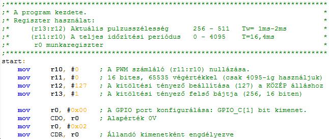 Lab11_1 feladat: A vezérlési paraméterek Fontos feladat a mikro szervó motor vezérlését biztosító vezérlőjel kimenet