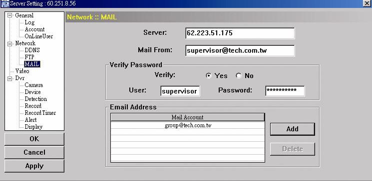 Function Server Mail From Verify Password Email Address Description A szolgáltató SMTP szerverének azonosítója.