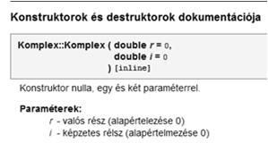 - 53 - Milyen furcsa kommentek! /3 class Komplex { Paraméterek dokumentálása.