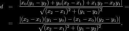 Homogén koordináták A fenti összefüggést megtaláljuk az alábbi linken Weisstein munkájában (lásd [84]): http://mathworld.wolfram.com/point-linedistance2-dimensional.