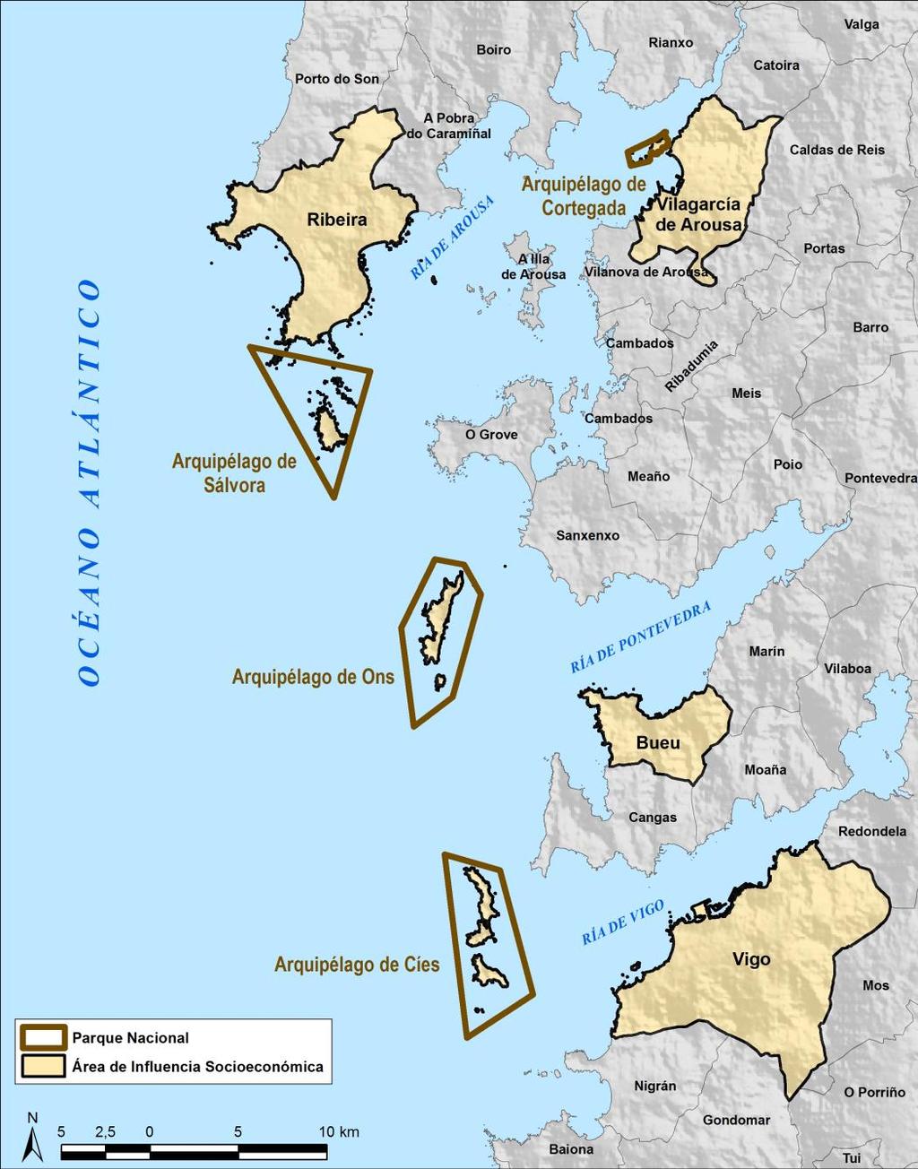 3.- Memoria descritiva O conxunto do Parque Nacional Marítimo-Terrestre das Illas Atlánticas de Galicia comprende un total de 8.480 ha, das cales practicamente o 86% corresponden a superficie mariña.