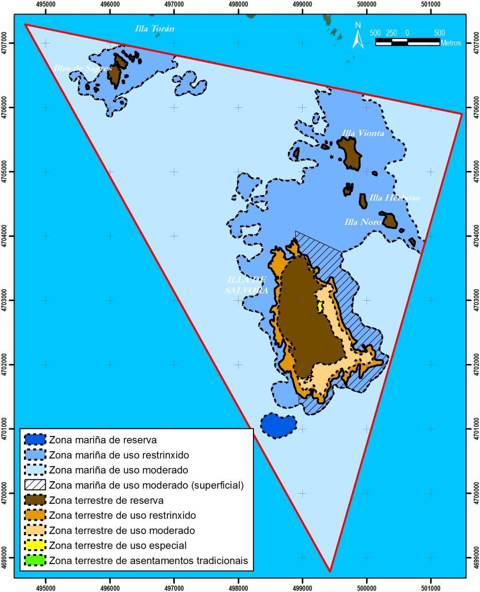 - Mapa de zonificación do Parque Nacional Marítimo-Terrestre