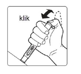6) Postavite napunjenu brizgalicu na mjesto injekcije Napunjenu brizgalicu držite opušteno u ruci.