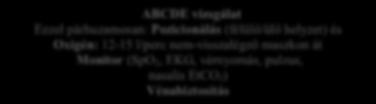 , gyermekeknél 1-2 mg/kg iv.) vagy prednisn (30 mg p.r.) nagy áramlású O2 flytatása salbutaml (2-4 exp.