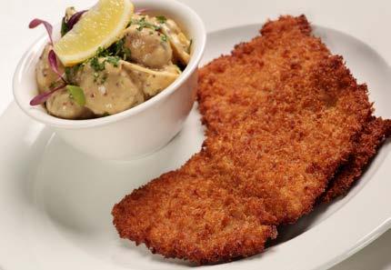 MAIN COURSES / FŐÉTELEK Wiener schnitzel with mustered potato salad Borjú bécsi mustáros