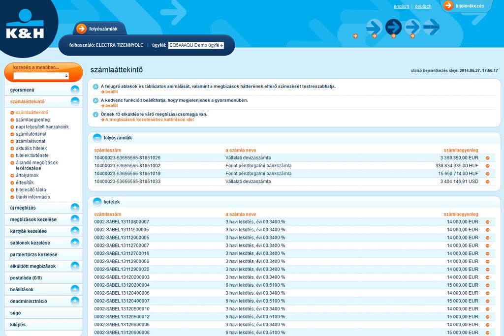 CSV formátum: a tranzakciók több Excel fájlba kerülnek mentésre számlaszámonként csoportosítva Az export formátumokról bővebben a K&H honlapján talál információt: Electra export/import formátum