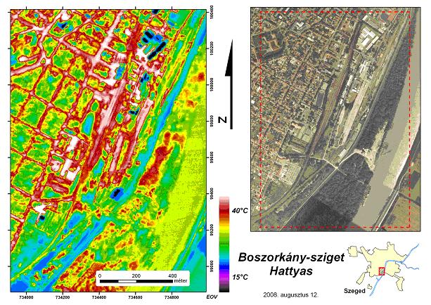 2009) A) A felszín hőmérsékleti viszonyai a szegedi Dóm-tér