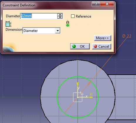 Az előző körök megrajzolásával teljesen analóg módon a Circle paranccsal rajzoljunk és a Constraint