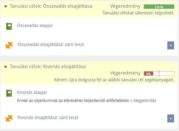 Belépő teszt kitöltése után Sok-sok beállítási lehetőség: Belépő teszt lehet: szintfelmérő vagy