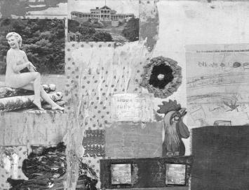 Robert Rauschenberg: Monogram, 1955 59 csén keresztül látott valóságdarab így teljesen irreálissá válik, és olyan kérdéseket feszeget, mint a valóság és a látvány viszonya, a fotólátás objektivitása