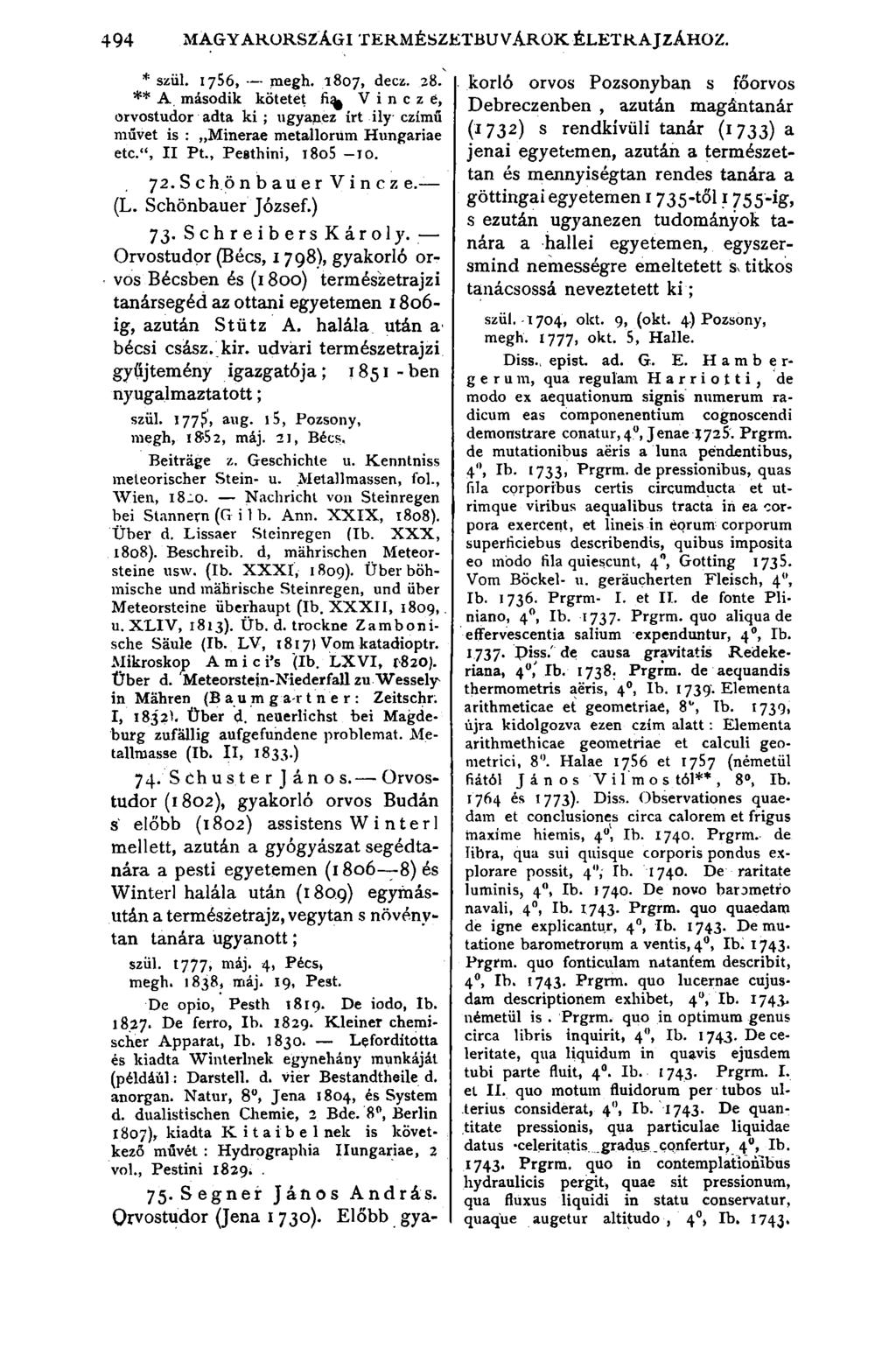 494 MAGYARORSZÁGI TERMÉSZETBÚVÁROK ÉLETRAJZÁHOZ. * szül. 1756, megh. 1807, decz. 28.