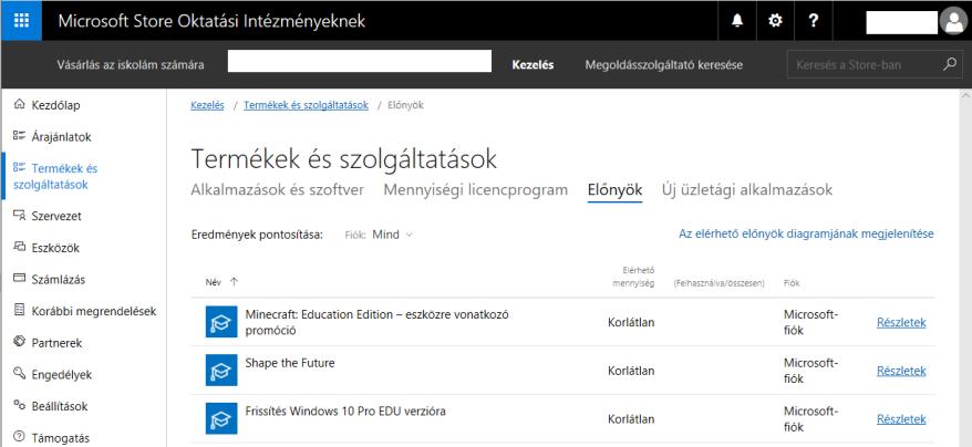 7. M:EE licencek igénylése/vásárlása Azon iskolák számára, melyek számára a Fenntartó Windows 10-es eszközt vásárolt, a beszerzett eszközök darabszámának megfelelő 1 éves, ingyenes M:EE licenc