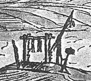 Alžbety, kde sa odsúdenec mohol prvýkrát pomodliť, druhýkrát Zvolenská šibenica na Wilenbergerovej vedute z konca 16. stor. a jej detail.
