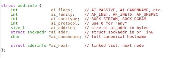 Fontosabb struktúrák struct addrinfo