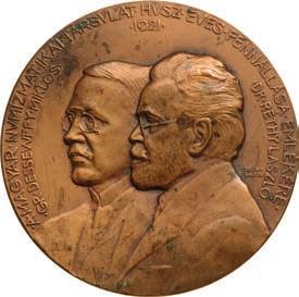 Bronzérem /Bronzemedaille/ (Cu) Bene Ferenc és Bugát Pál jutalomérem /Preismedaille/ Av: balra nézô kettôs portré /Doppelporträt n.l./ MAGYAR ORVOSOK ÉS TERMÉSZETVIZSGÁLÓK VÁNDORGYÛLÉSE BENE F.