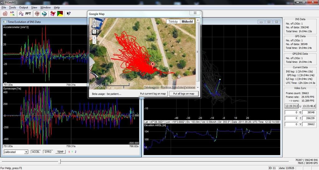 Szoftveres háttér Firmware feltöltés, adatletöltés, GPS-INS-videó