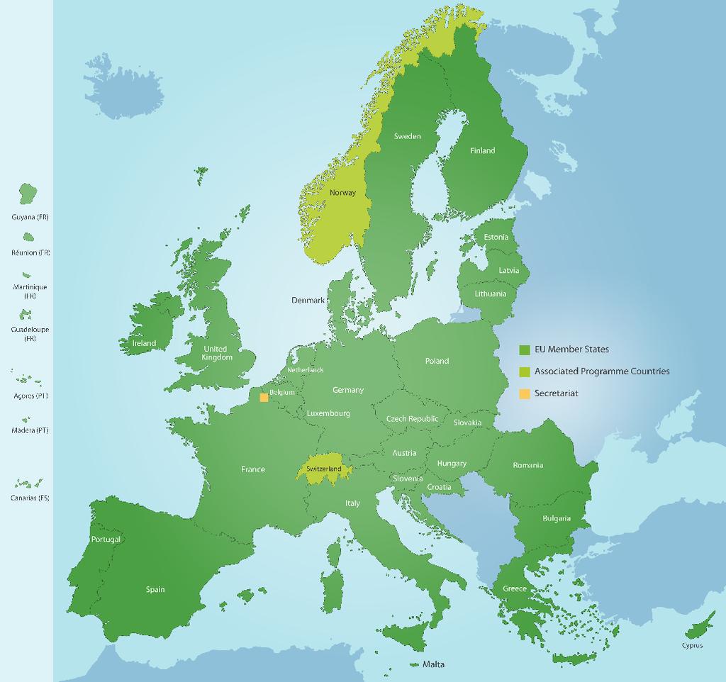 Programterület és tematikus fókusz 28 EU tagállam + Norvégia