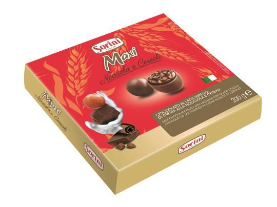 8006423468603 Sorini Maxi Dark Nocciola 200g 12 db/karton db EAN 8006423468610 Sorini Maxi Latte