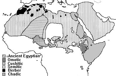 Az afroázsiai nyelvcsalád, a.k.a. Afroasiatic language phylum Source: http://linguistics.