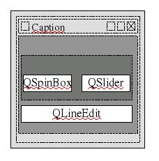 1. A Shift billentyt lenyomva tartva jelölje ki az spinbox-ot és a slider-t, majdadjakialayout / Lay Out Horizontally parancsot.