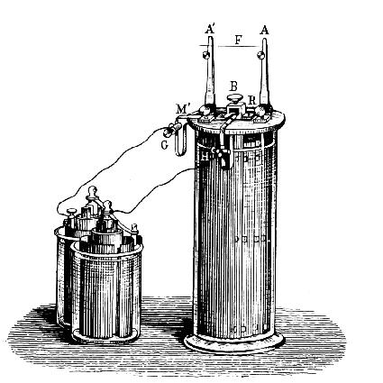 A Planté-féle ólomakkumulátor töltése két Bunsenféle elemmel
