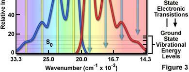 vibrációs relaxáció Termikus relaxáció ISC: intersystem crossing Rendszerek közti átmenet Abszorpció Emisszió h T 1 triplet elektromos szintek:,, S 2 fluoreszcencia foszforeszcencia FLUORESZCENCIA