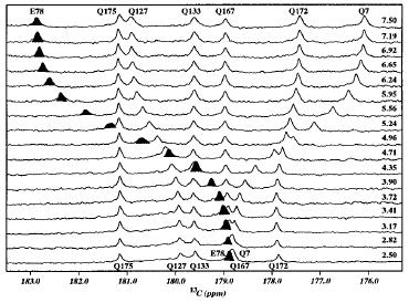 p dependence of chemical shifts 13 C-NMR spectra of wild E172Q BCX recorded as function of p at 25C.