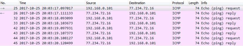 18 Átlagos válaszidő: 12 ms Veszteség: 4/0 (0%) Tekintsük meg a Wireshark monitorozás eredményét is! 5.