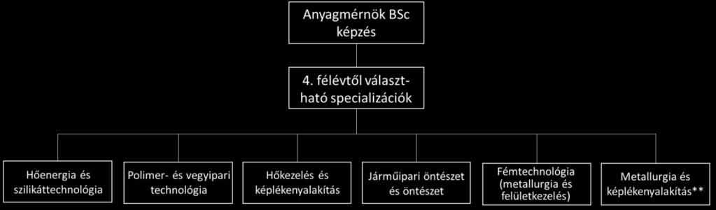 1. A Műszaki Anyagtudományi ar oktatási szerkezete Minden hallgató a BSc szint. félévének végén a Hallgatói övetelményrendszer* 7.