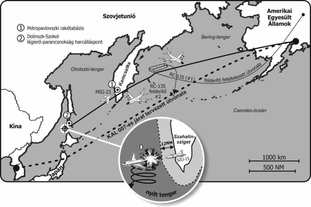 3. ábra Korean Air Lines 007-es járat útvonala Az utasok hozzátartozói a tragédia után beperelték a légiforgalmi térképet gyártó (Jeppesen Sanderson Inc.