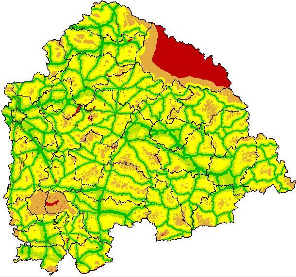 Az eredmények megjelenítése és elemzése A TICAD SDSS számos elemzésre biztosít lehetőséget, amelyek közül a legfontosabb a területhasználat és a