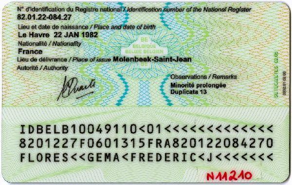 Leidimo gyventi šalyje kortelė ir automobilio registracijos pažymėjimas, Belgijoje išduodami užsienio