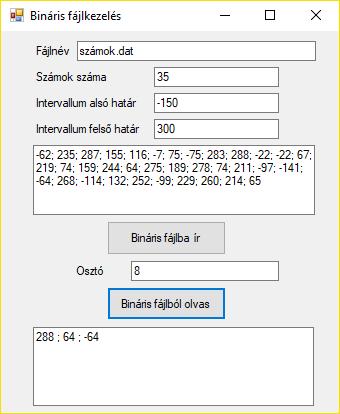 BME MOGI Gépészeti informatika 13. 1. feladat Készítsen alkalmazást, mely elvégzi a következő feladatokat! a. Állítson elő adott intervallumba eső, adott számú véletlen számot, és írja ki a számokat egy bináris fájlba!