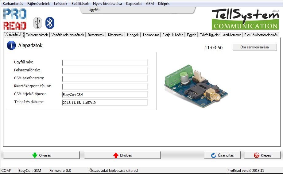 Csatlakozás menete Válassza ki, hogy USB, vagy Bluetooth kapcsolat segítségével akarja a modult programozni.