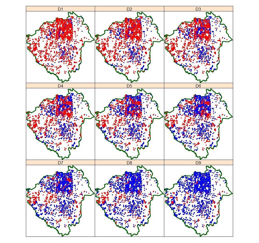 Decilisek értékei: D1 = 1,32% D2 = 1,69% D3 = 1,89% D4 = 2,05% D5 = 2,23% D6 = 2,29% D7 = 2,45% D8 = 2,67% D9 = 3,19% * Kék szín jelöli azon adatpontokat, melyek