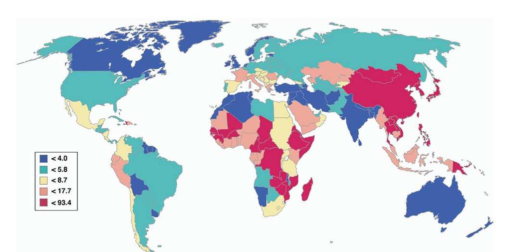 HCC gyakoriság/100ezer fő Epidemiológia a májrák az ötödik leggyakoribb daganat a világon Tüdő 1,549,121 Emlő 1,301,867 Kolorektális 1,167,020 Gyomor 1,066,543 Prosztata 782,647 Máj 711,128