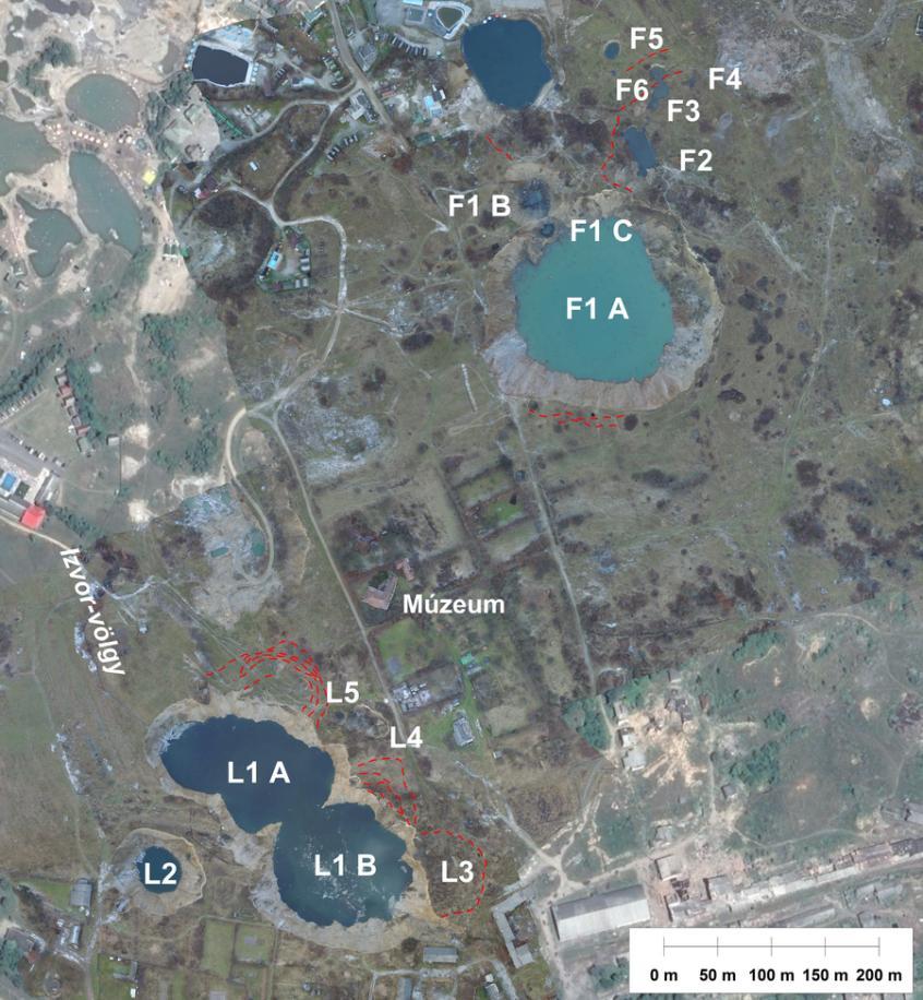 terepi GPS mérések, és beazonosítható tereptárgyak segítségével végeztük, amit a felszíni berogyások helyszíni GPS mérésével pontosítottunk.