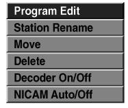 Válassza ki a Program Edit (programszerkesztés) menüpontot a / gomb segítségével, ezt követõen nyomja meg a gombot a harmadik szintre ugráshoz. Az "Edit" ikon jelölõdik ki. Nyomja meg az ENTER gombot!