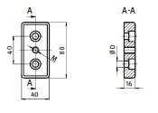 5 M12 - Talp adapter lábak rögzítéséhez - Anyaga: préselt cink ötvözet Talp adapter 40x80