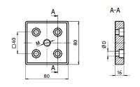 5(M12) M16 PT093T40802008S 9(M8) M20 - Talp adapter lábak rögzítéséhez - Anyaga: préselt